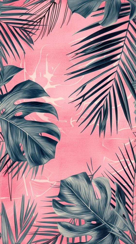 Realistic vintage drawing of palm leaves backgrounds outdoors tropics.
