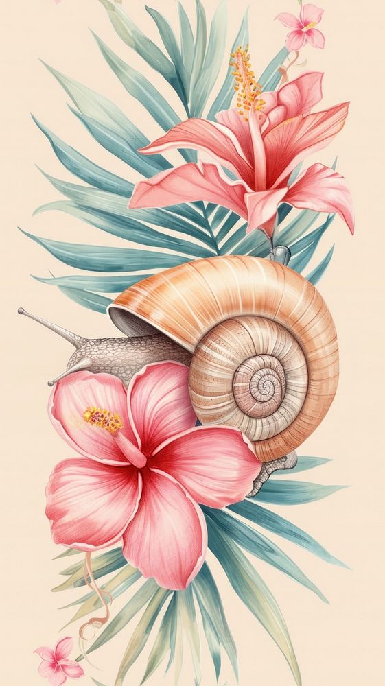 Realistic vintage drawing of snail flower plant inflorescence.
