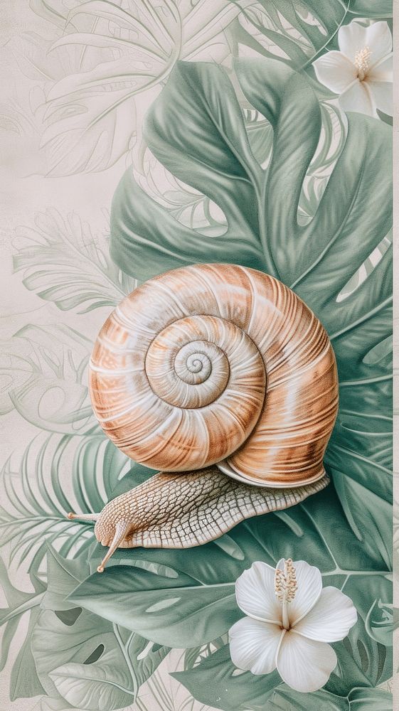 Realistic vintage drawing of snail sketch invertebrate gastropod.