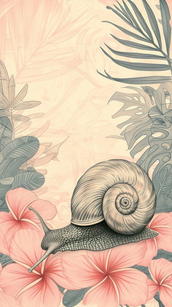 Realistic vintage drawing of snail animal sketch invertebrate.