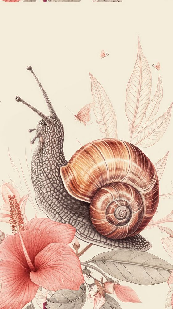 Realistic vintage drawing of snail animal sketch invertebrate.