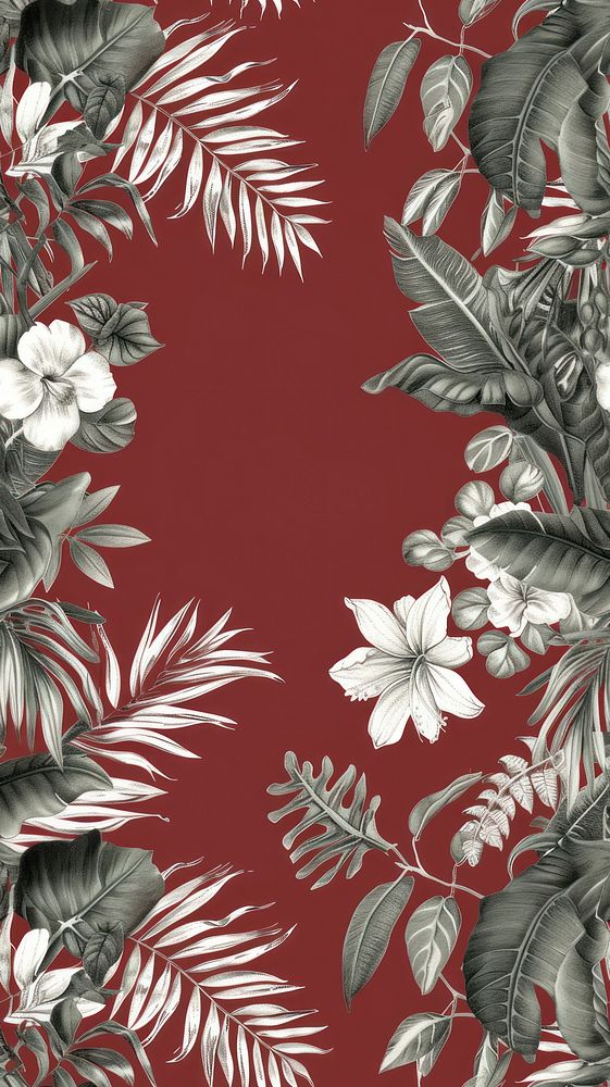 Realistic vintage drawing of wild animals backgrounds pattern flower.