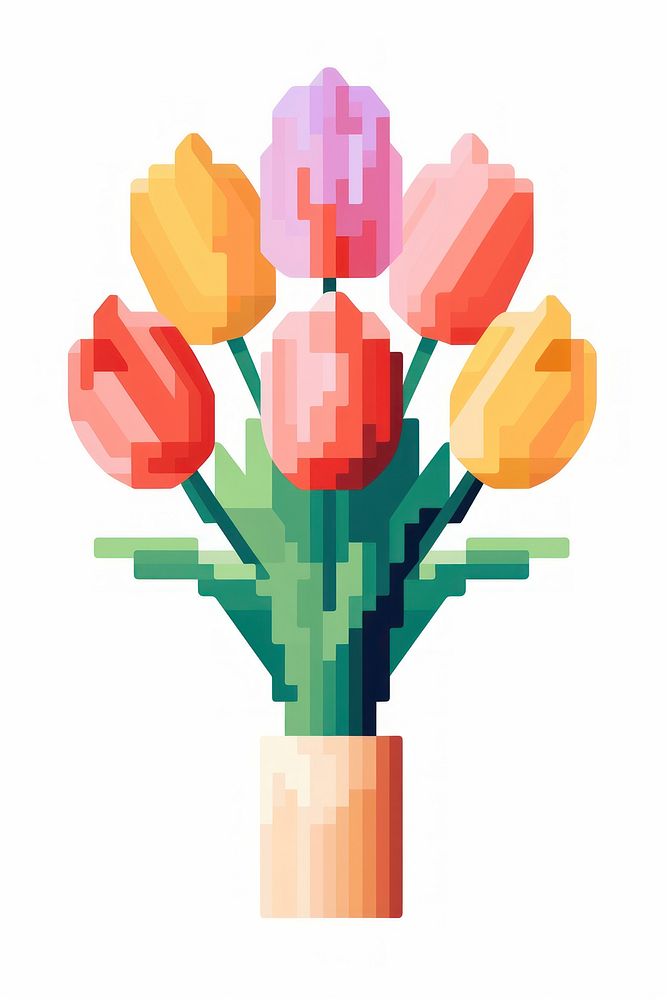 Tulip pixel flower plant art.