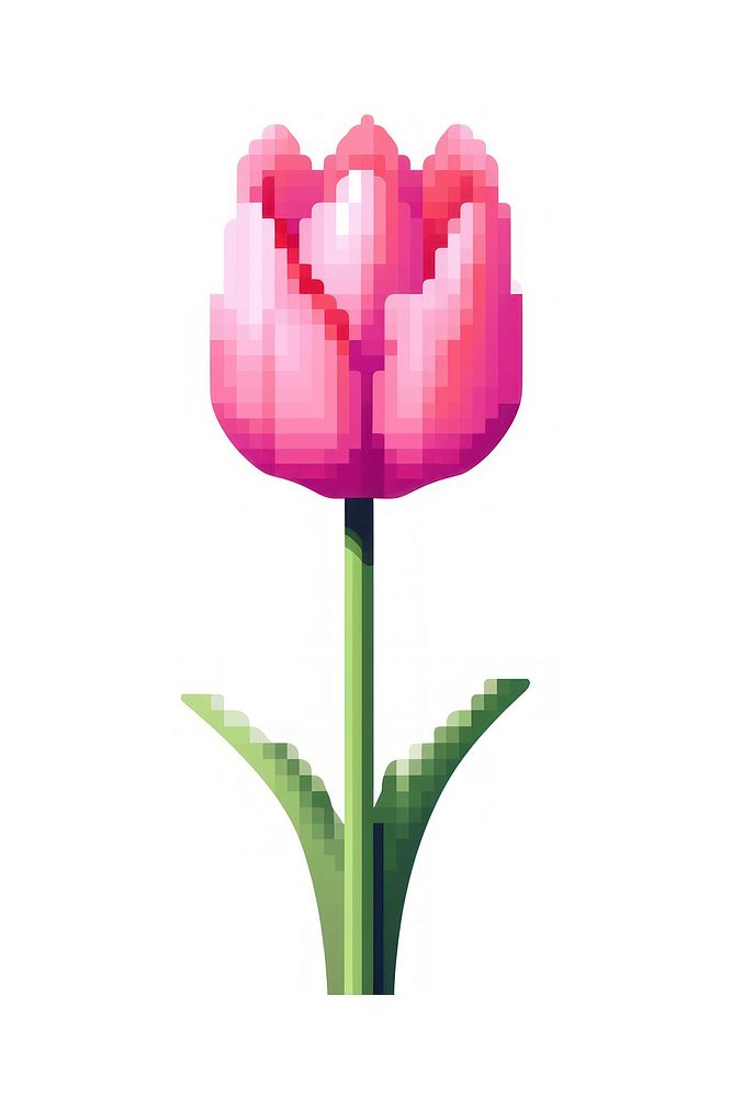 Tulip pixel blossom flower plant. | Free Photo Illustration - rawpixel