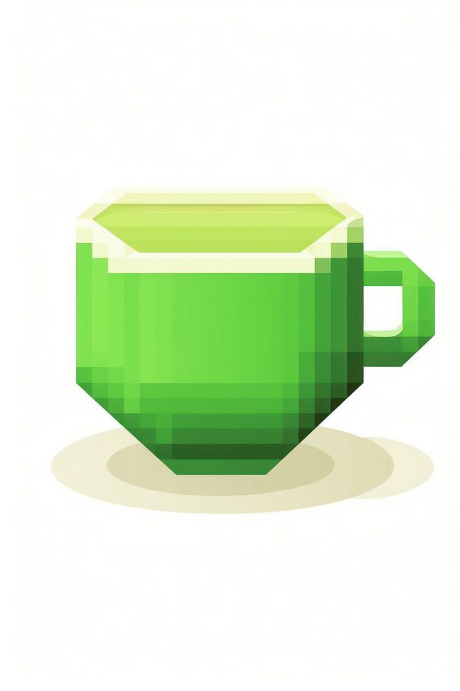 Green tea cup pixel coffee drink mug.