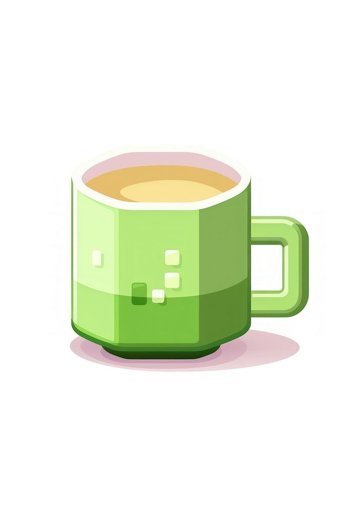 Green tea pixel coffee drink cup.
