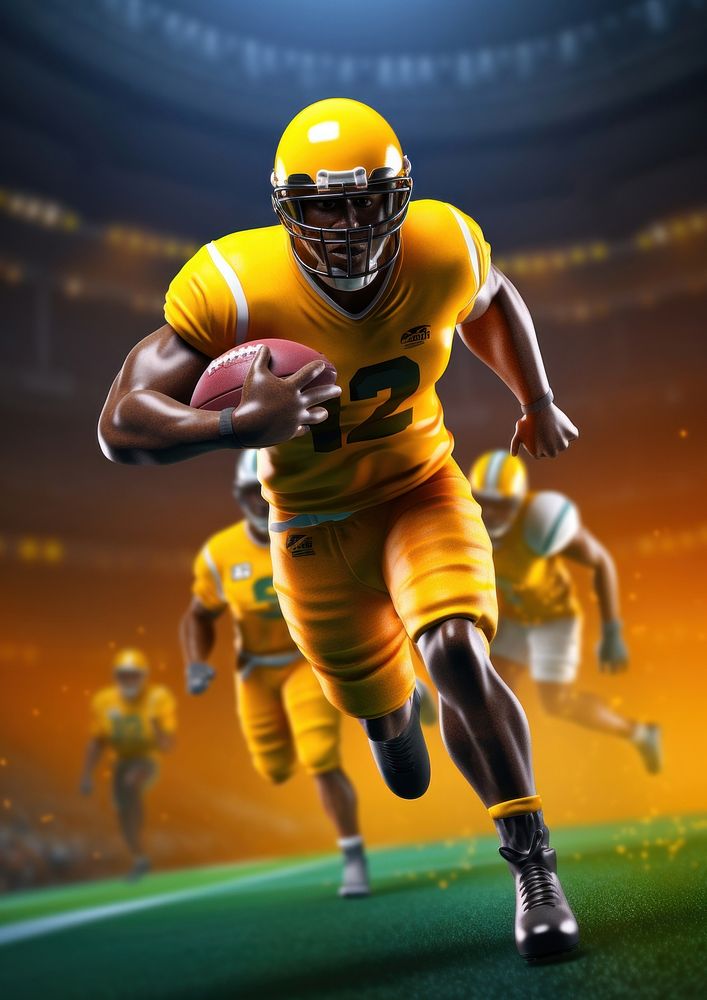 Football player sports motion helmet.