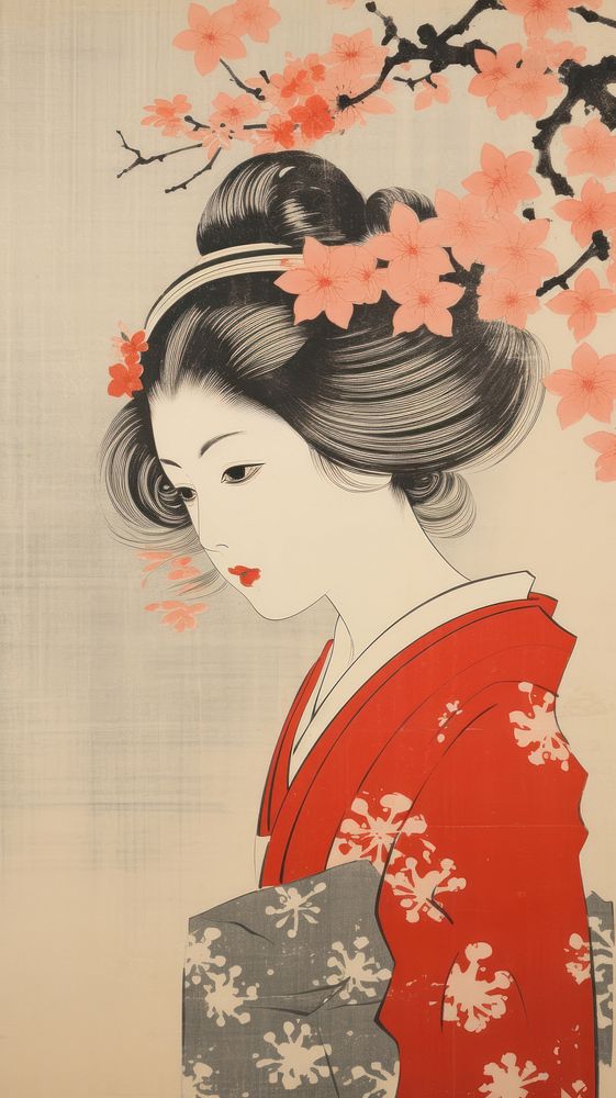 Girl and flower tradition fashion kimono.