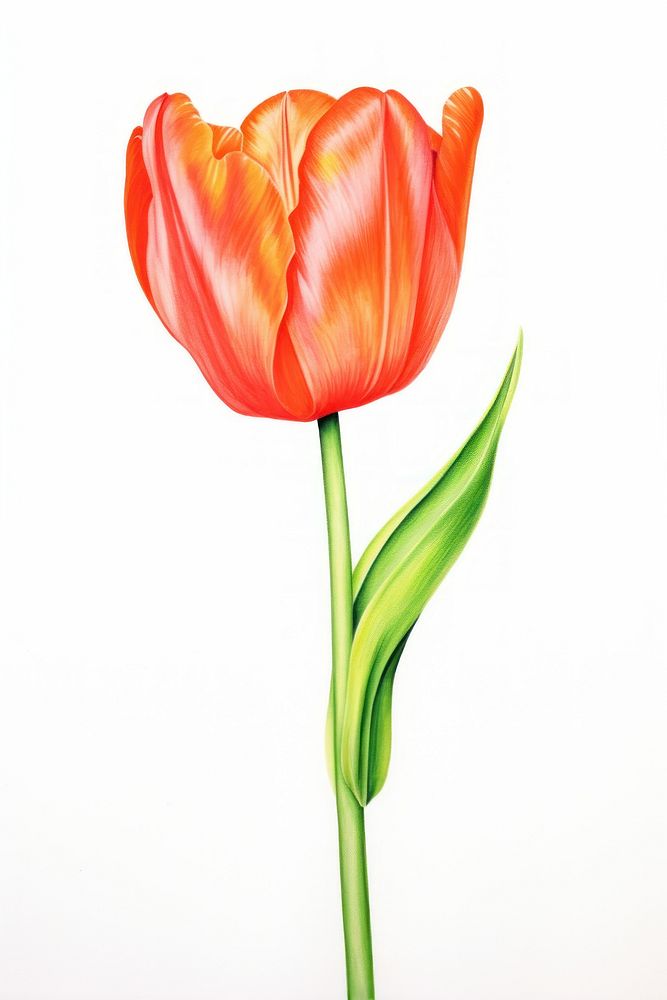 Tulip flower plant white background.