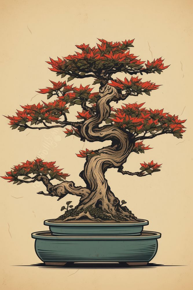 An isolated bonzai pot bonsai plant tree.