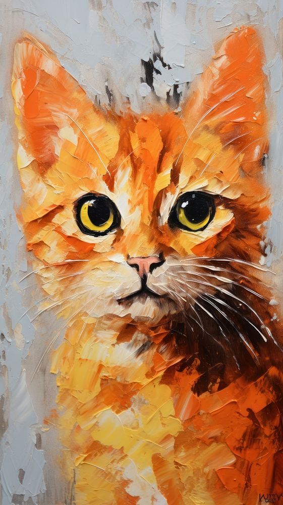 Orange cat painting animal mammal.
