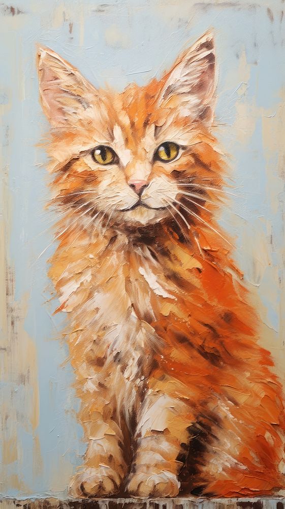Orange cat painting mammal animal.