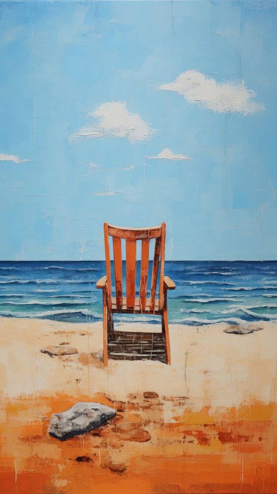 Chair on the beach furniture painting outdoors.