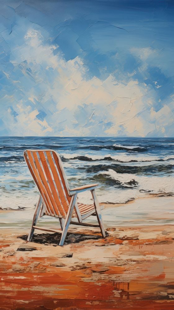 Chair on the beach furniture painting outdoors.