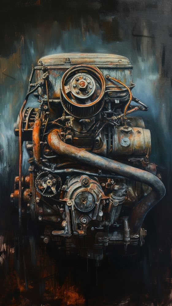 Engine deterioration abandoned painting.