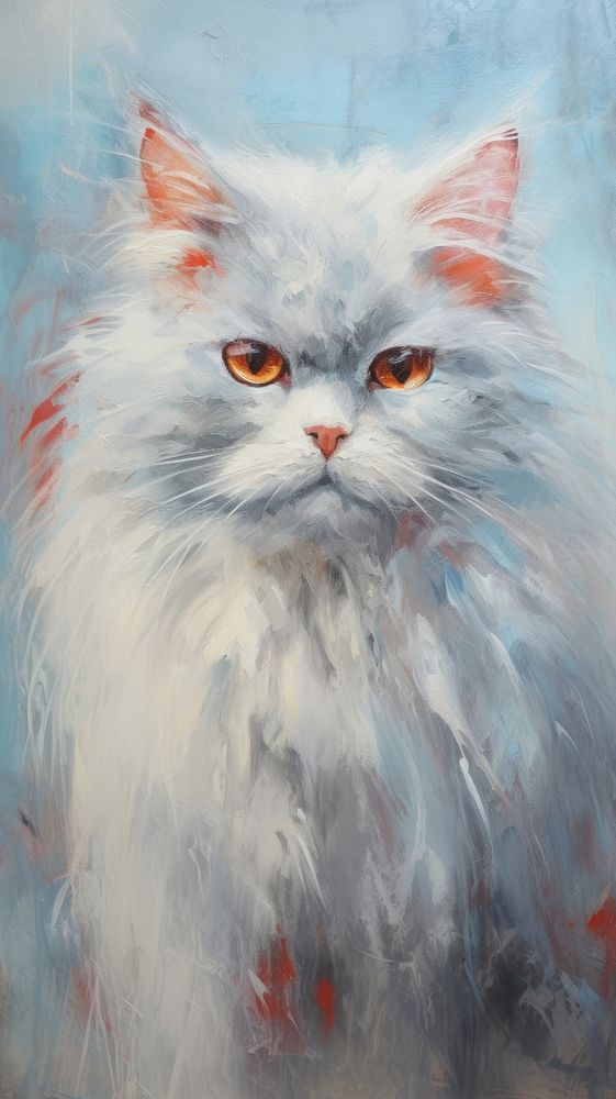 Persian cat painting animal mammal.