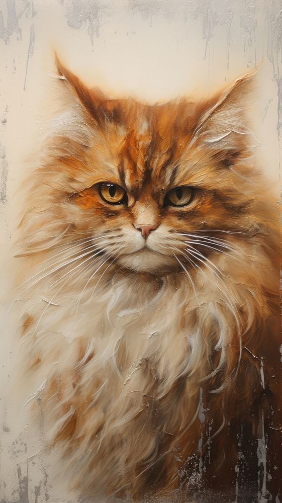 Persian cat painting mammal animal.