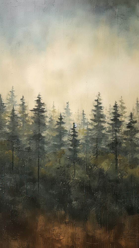 Pine forest outdoors painting nature.