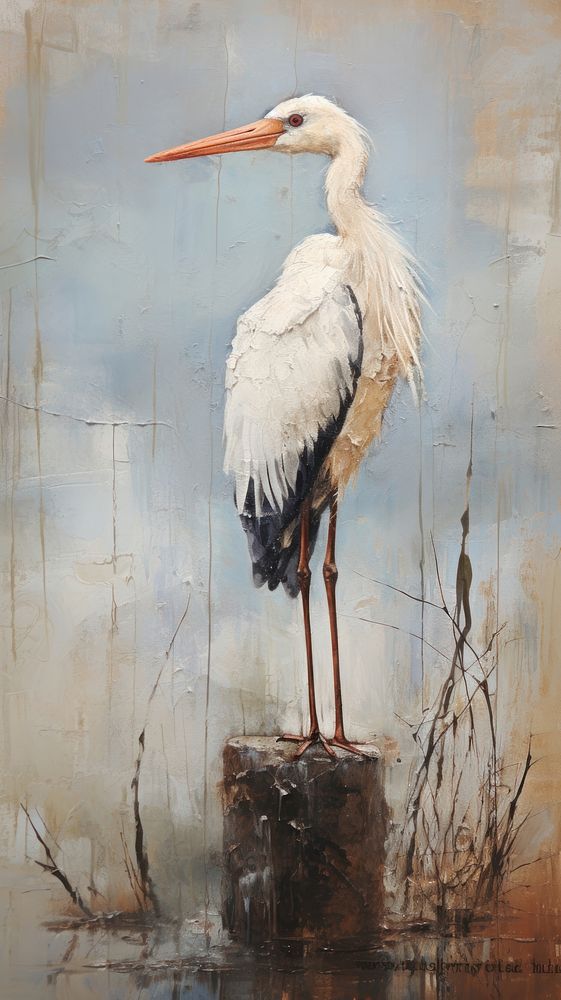 Stork stork painting animal.