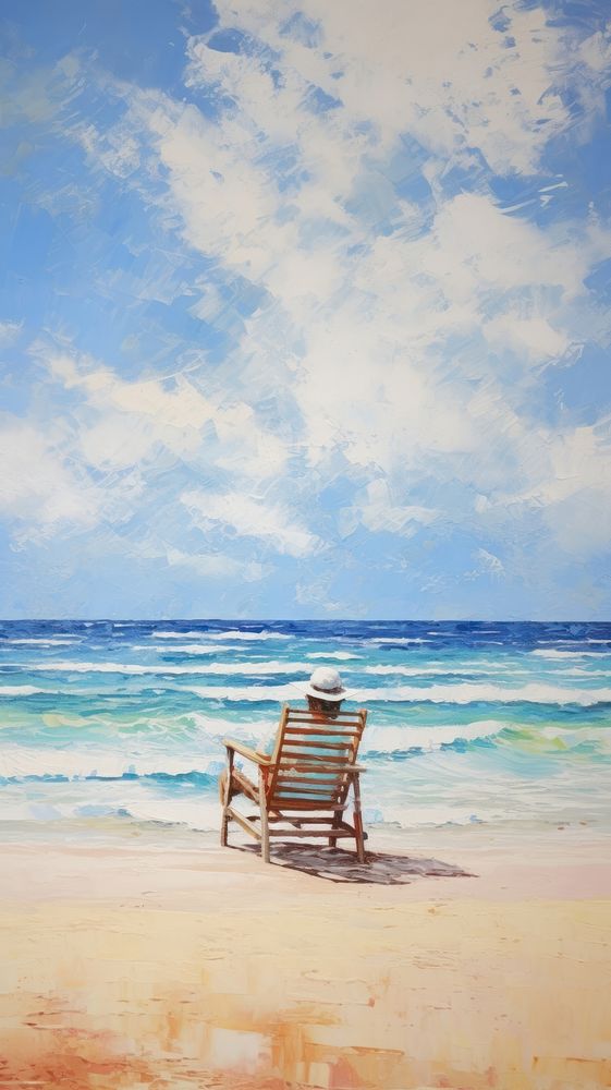 Sitting and admiring the view on the beach furniture outdoors horizon.
