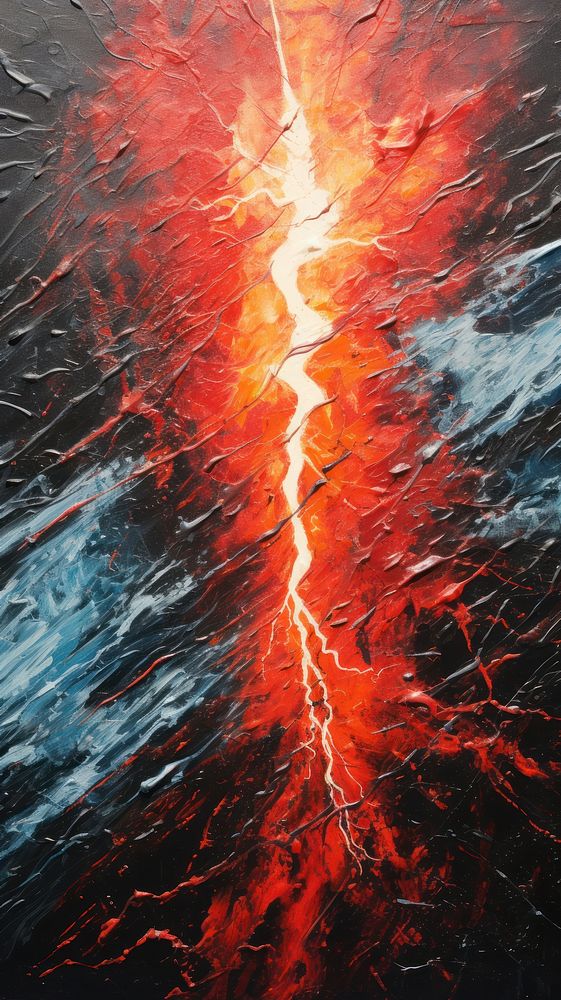 Thunderbolt lava acrylic paint thunderstorm.