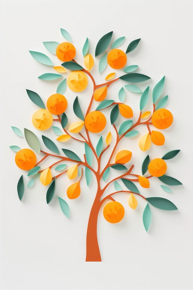 Tree fruit orange painting plant art.