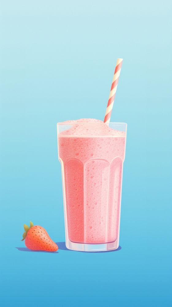 Pink smoothie strawberry milkshake drink.
