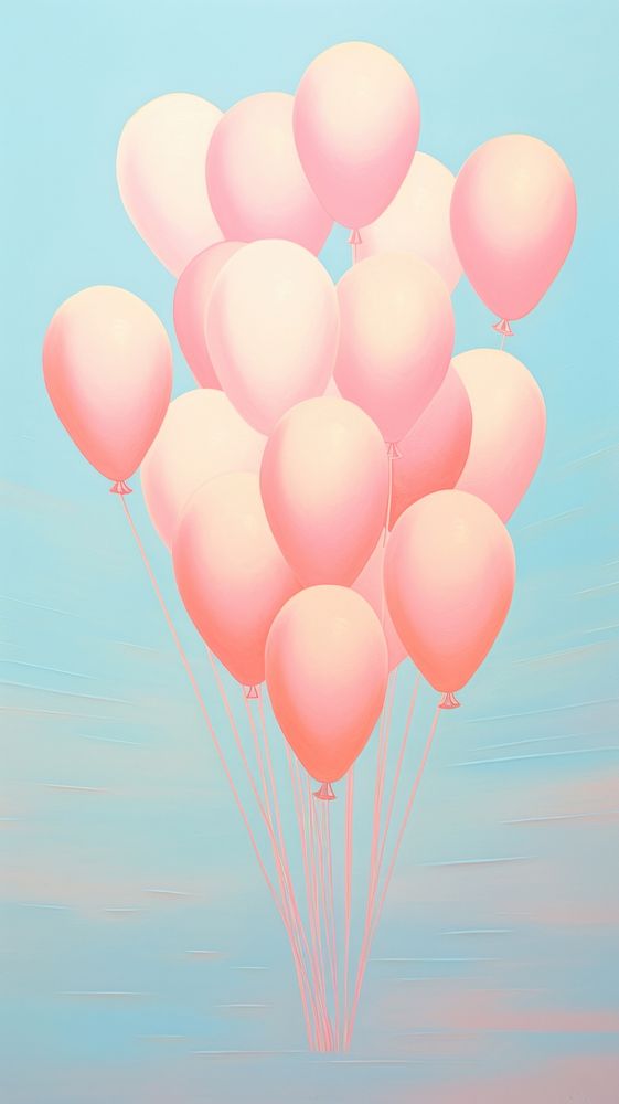 Pink balloons aircraft red transportation.