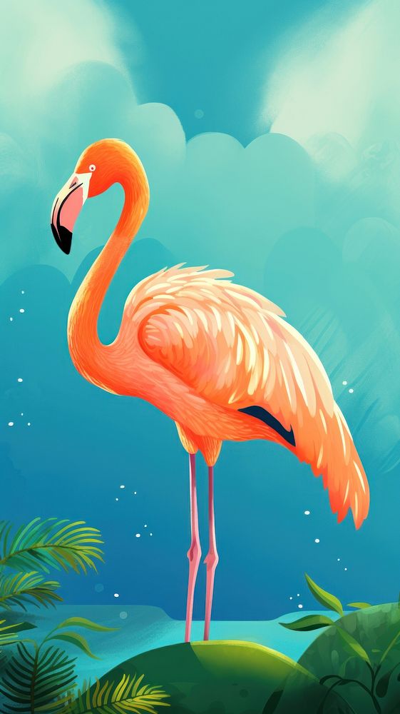 Pink flamingo animal bird wildlife.