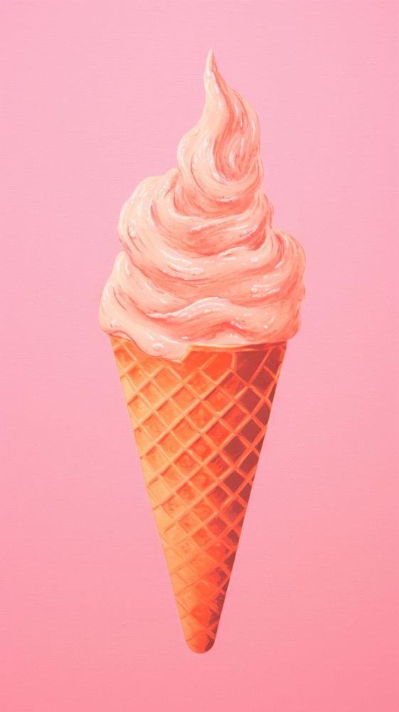 Pink ice-cream dessert food cone.