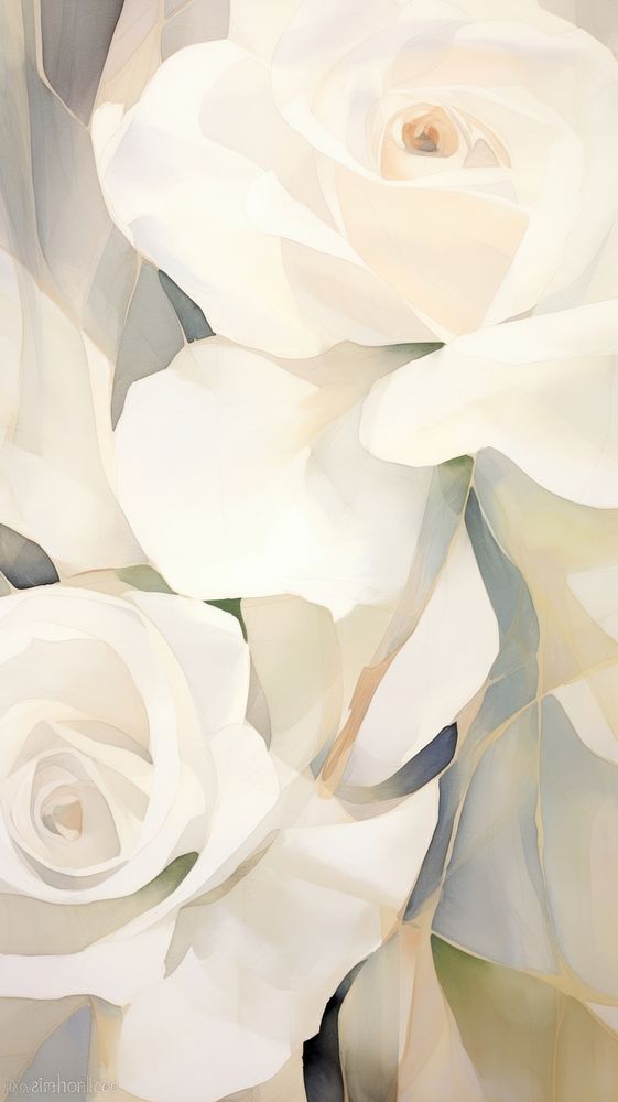 White roses abstract painting flower.