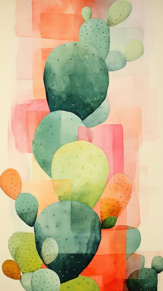 Cactus abstract painting nature.