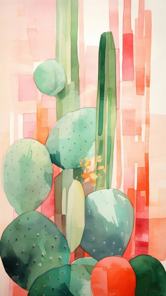 Cactus painting plant art.