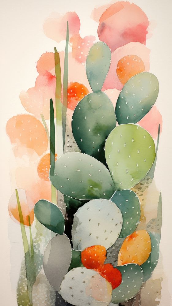 Cactus painting plant art.