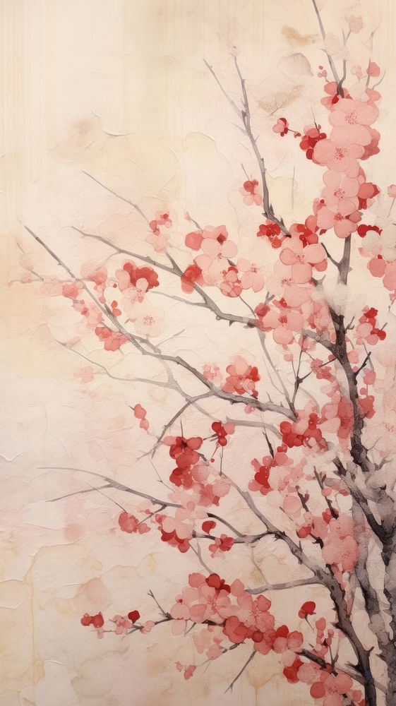 Cherry trees abstract painting blossom.