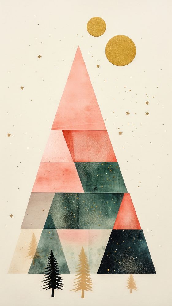 Christmas tree painting shape art.
