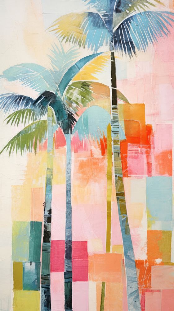 Coconut trees abstract painting plant.