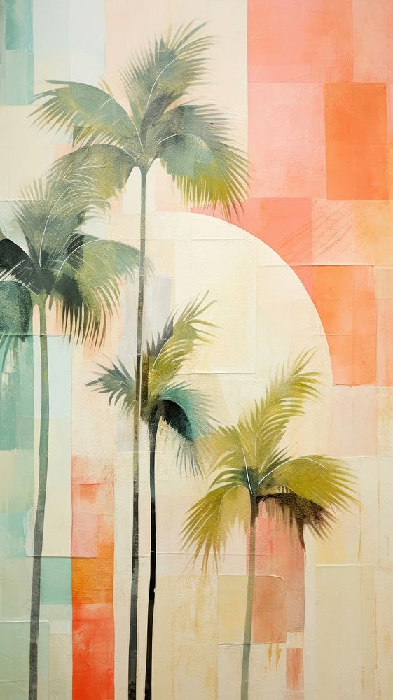 Coconut trees painting plant art.
