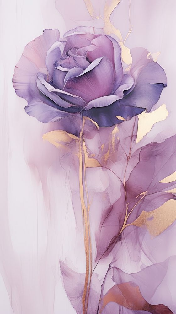 Purple roses abstract painting flower.