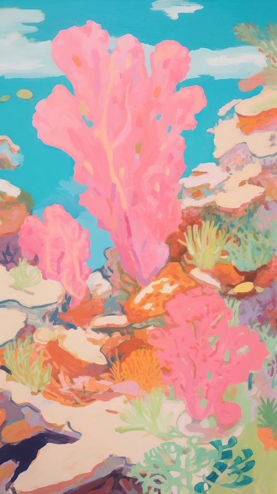 Pink coral reef painting backgrounds abstract.