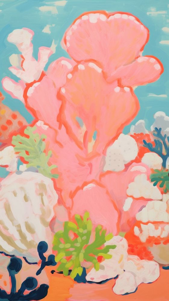 Pink coral reef painting art backgrounds.