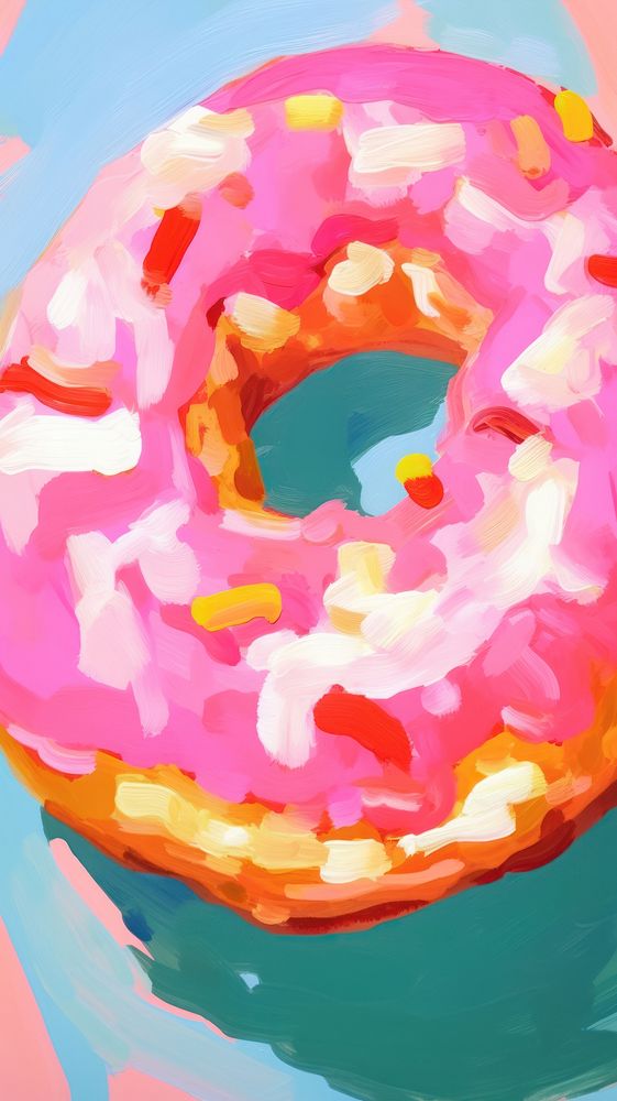 Pink donut backgrounds painting dessert.