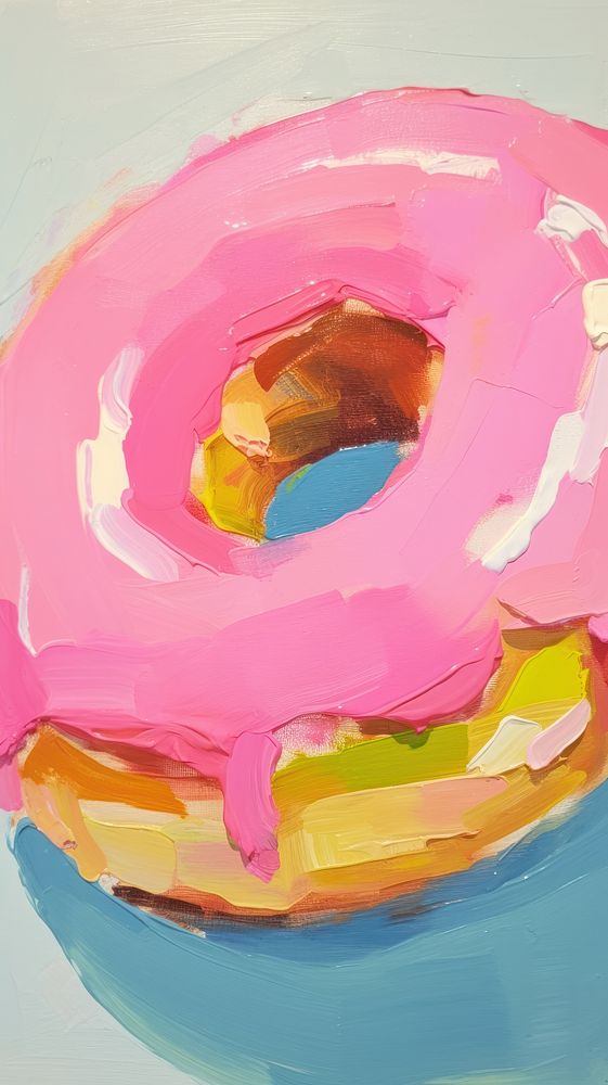 Pink donut painting food confectionery.