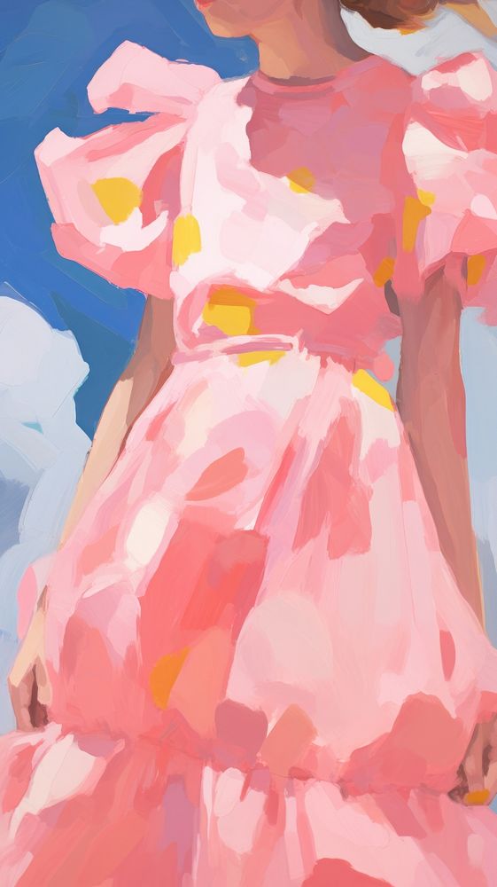 Pink dress painting art abstract.