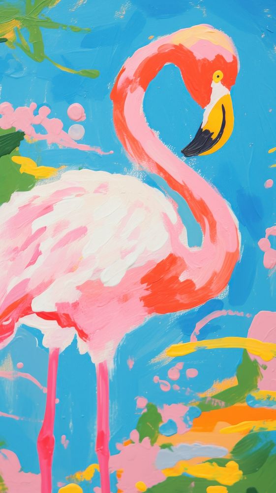 Pink flamingo art backgrounds painting.