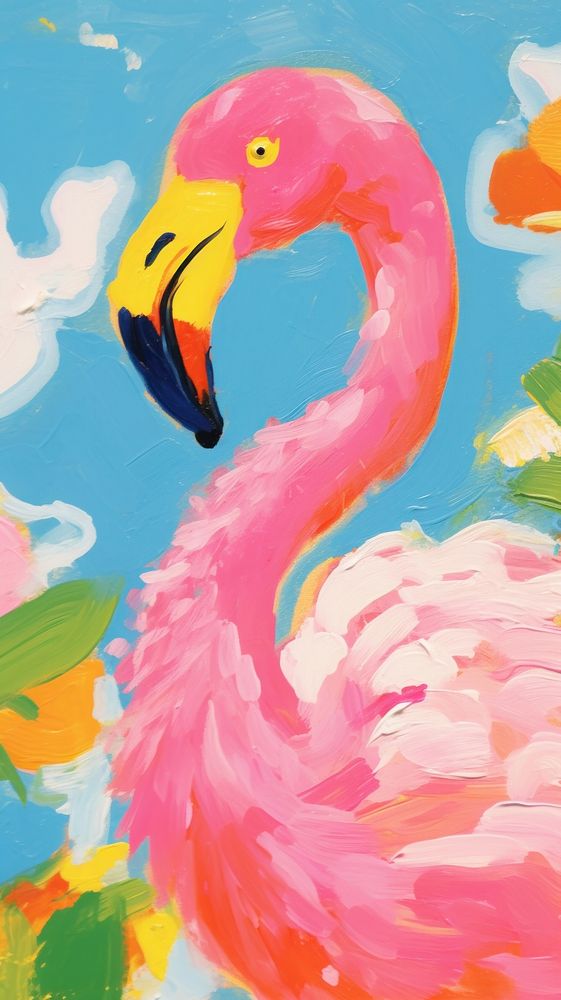 Pink flamingo art backgrounds painting.