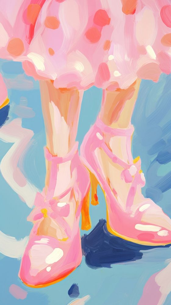 Pink high heel painting backgrounds footwear.