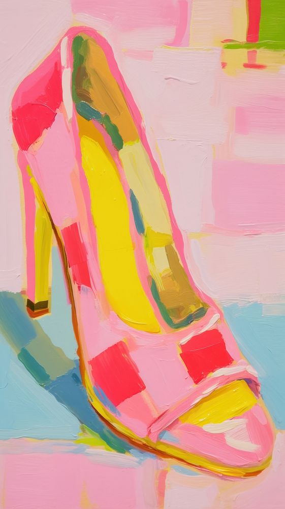 Pink high heel art footwear painting.