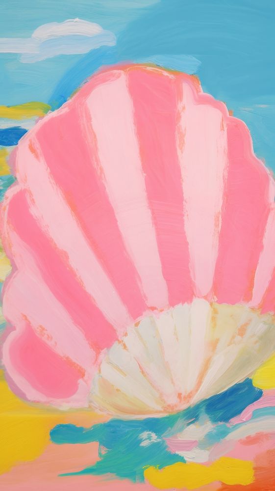 Pink seashell painting art backgrounds.
