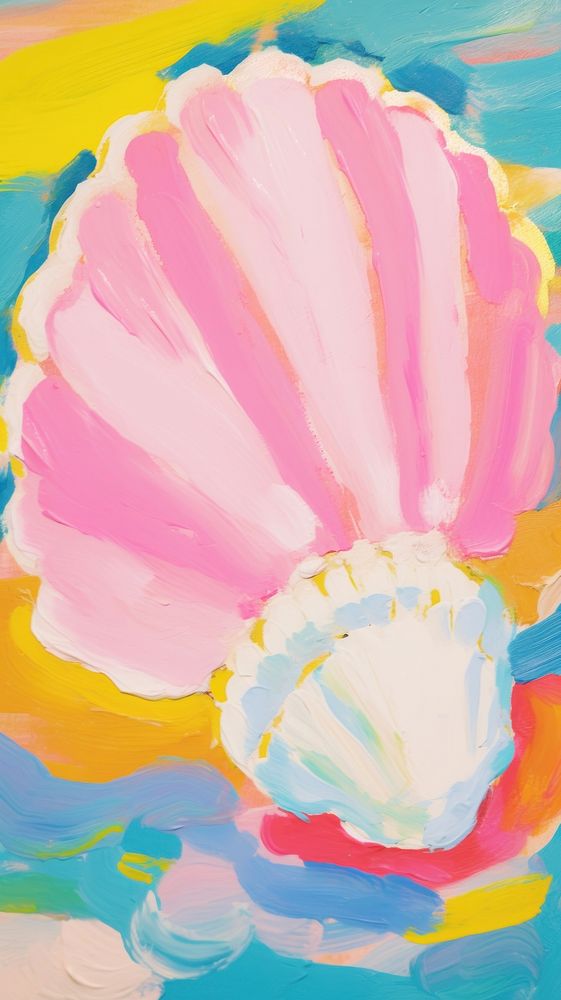 Pink seashell painting art backgrounds.